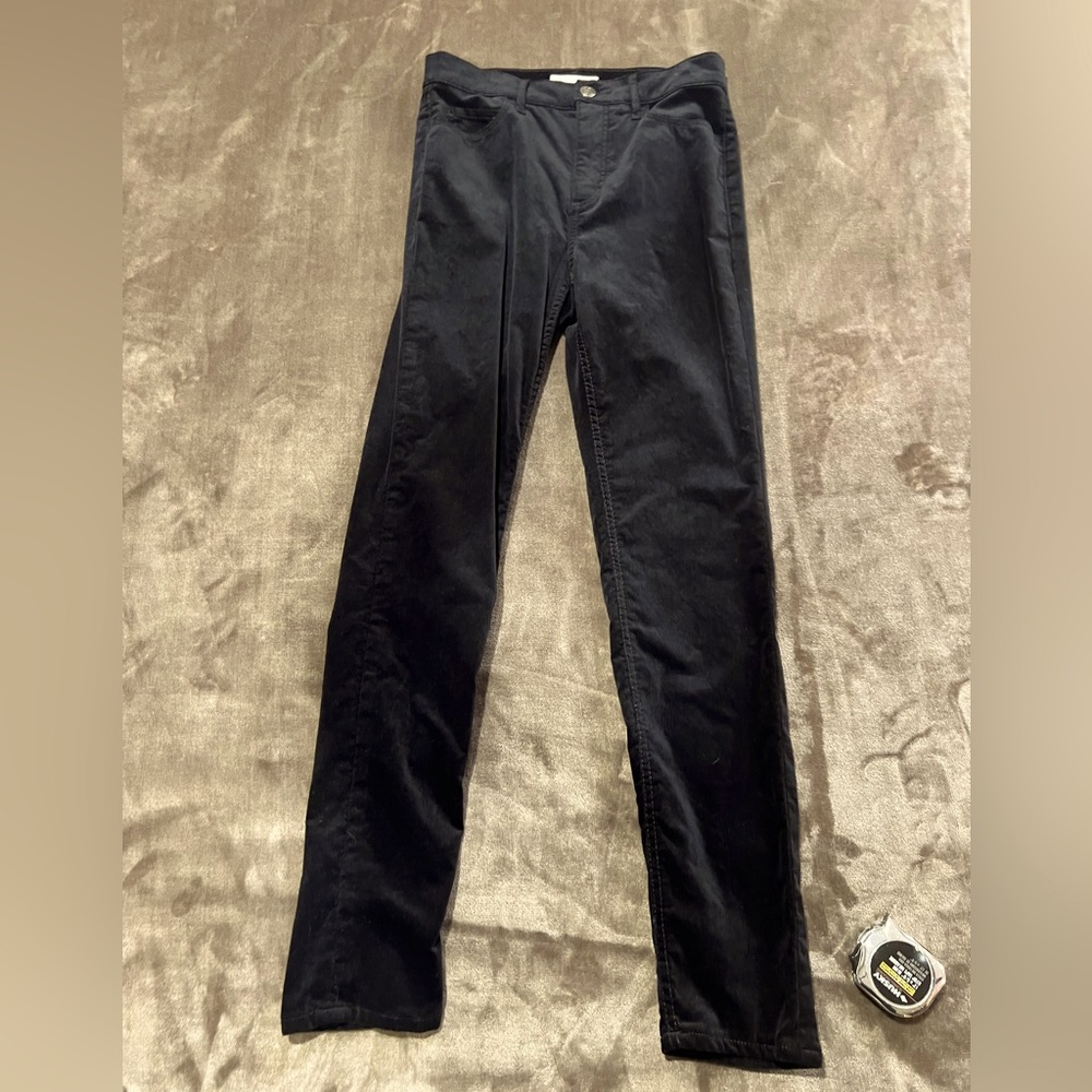 LOFT Black velvet brushed corduroy skinny pants